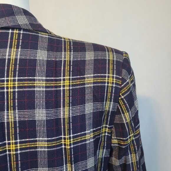 Lucia Vintage Women’s SZ 14 Purple & Yellow Button Down Blazer w/ Shoulder Pads - Picture 6 of 7